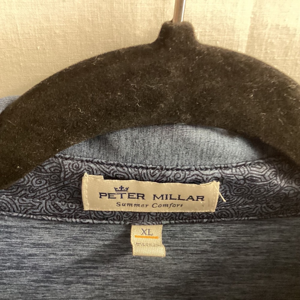Peter Millar Summer Comfort Polo Shirt Button Up Short Sleeve‎ XL Blue Heathered - Picture 6 of 15